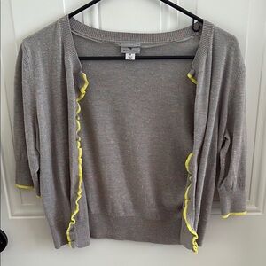 (5/$20) Worthington Gray Cardigan with Yellow Trim